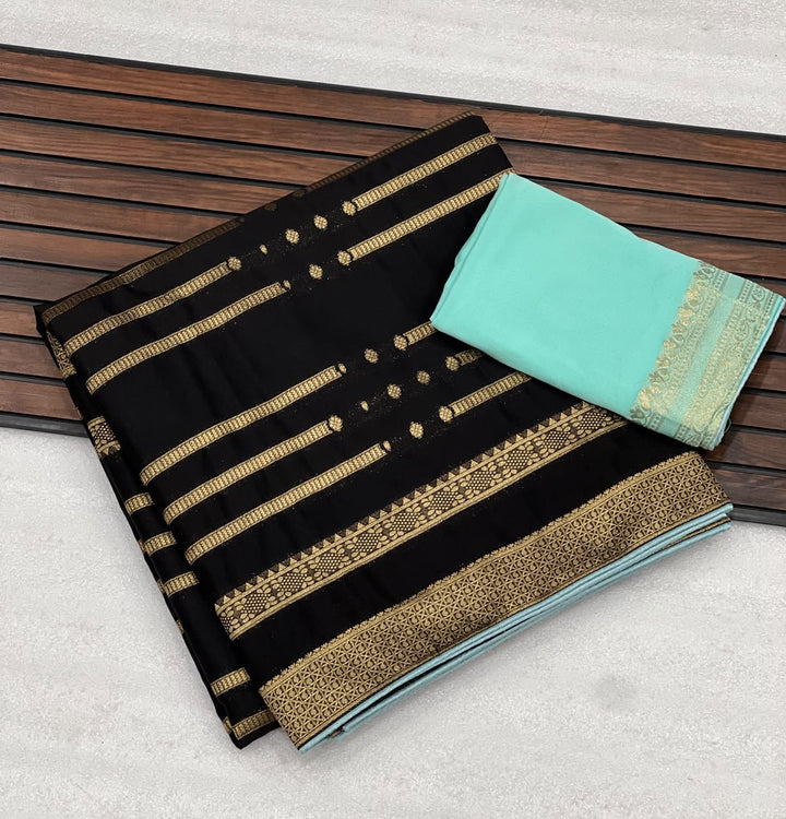 Evelyn in Gold Georgette Silk Saree
