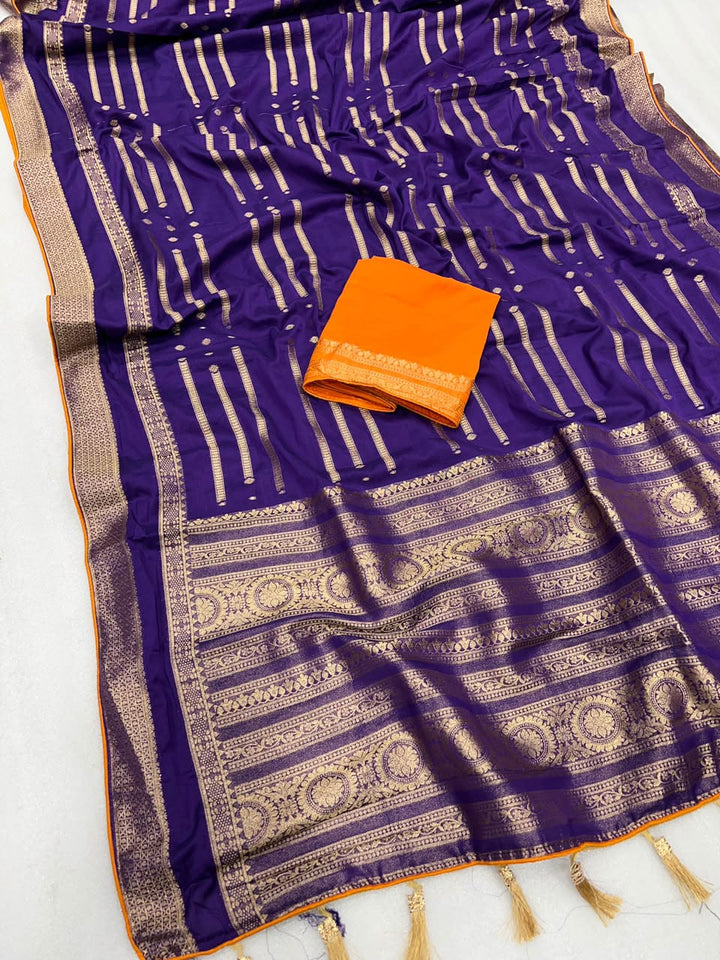 Evelyn in Gold Georgette Silk Saree