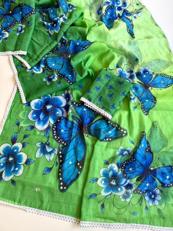 🦋 The Magic She Wears – Soft Linen Saree