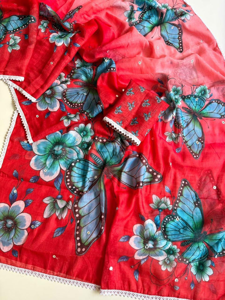 🦋 The Magic She Wears – Soft Linen Saree