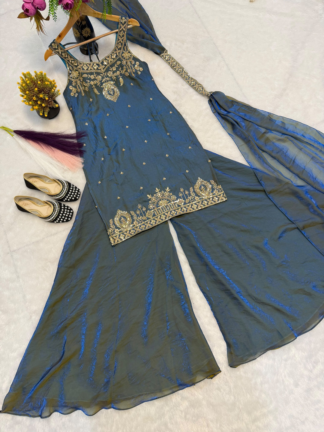 Heavenly Haze Designer Sharara Set