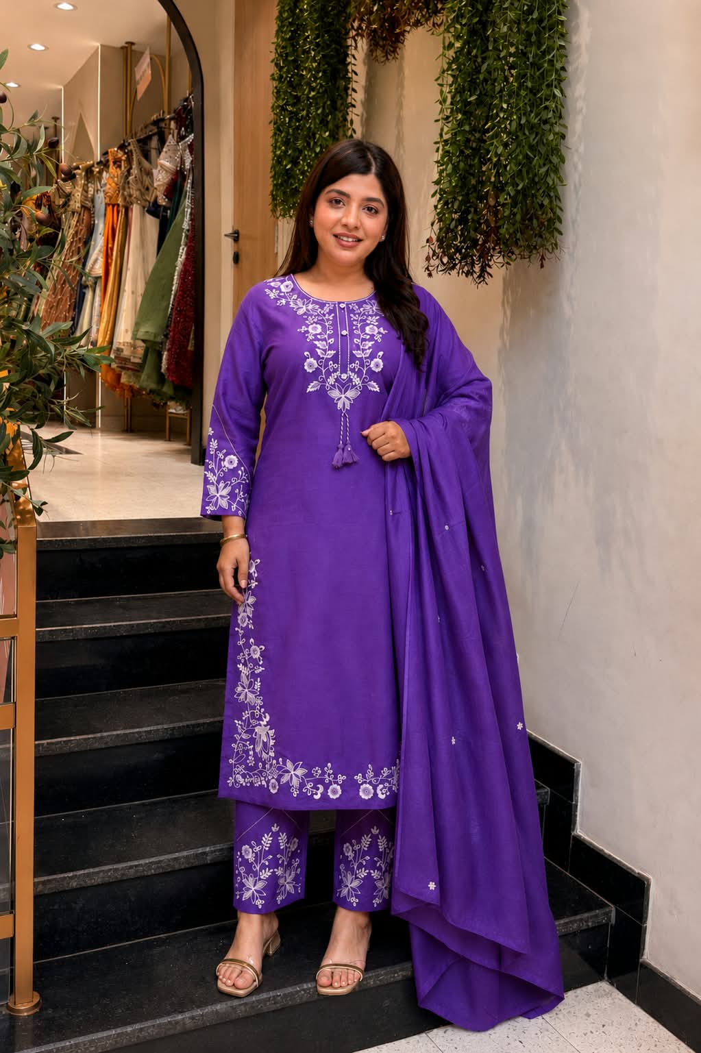 Pretty Petal Cotton Kurti Set