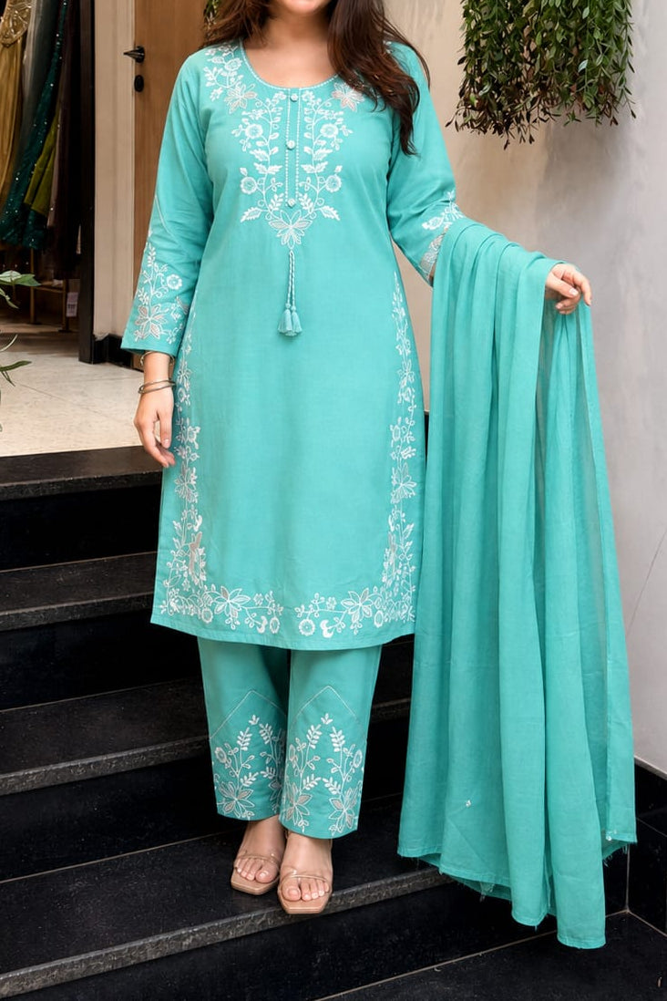Pretty Petal Cotton Kurti Set