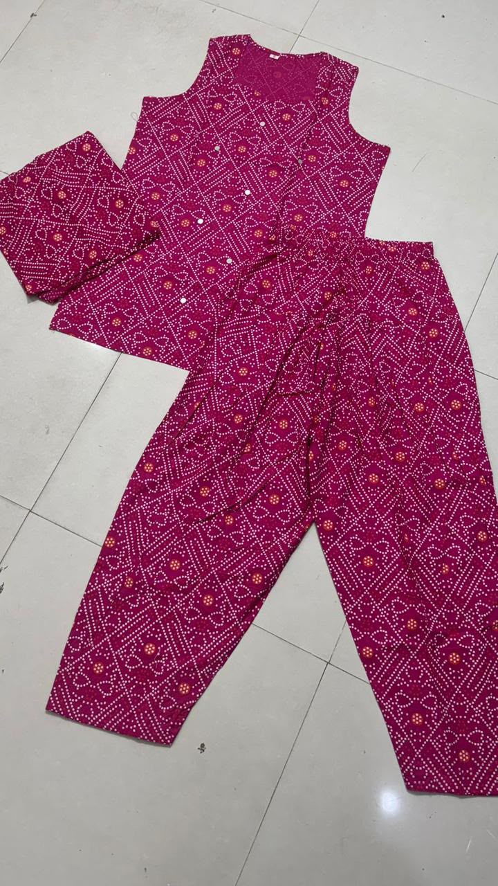 Swag Wali Kudi Premium Cotton Bandhani Kurti Set