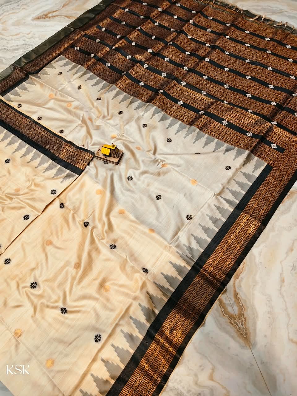 Whispers of Tradition-Ikkat Assam Tussar Silk Saree