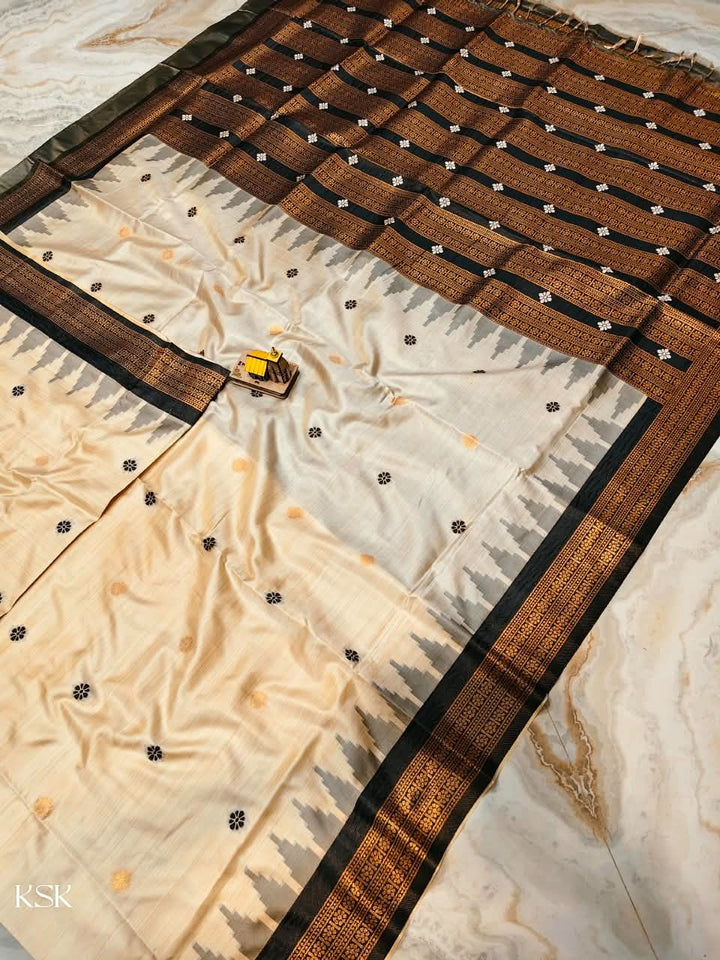 Whispers of Tradition-Ikkat Assam Tussar Silk Saree