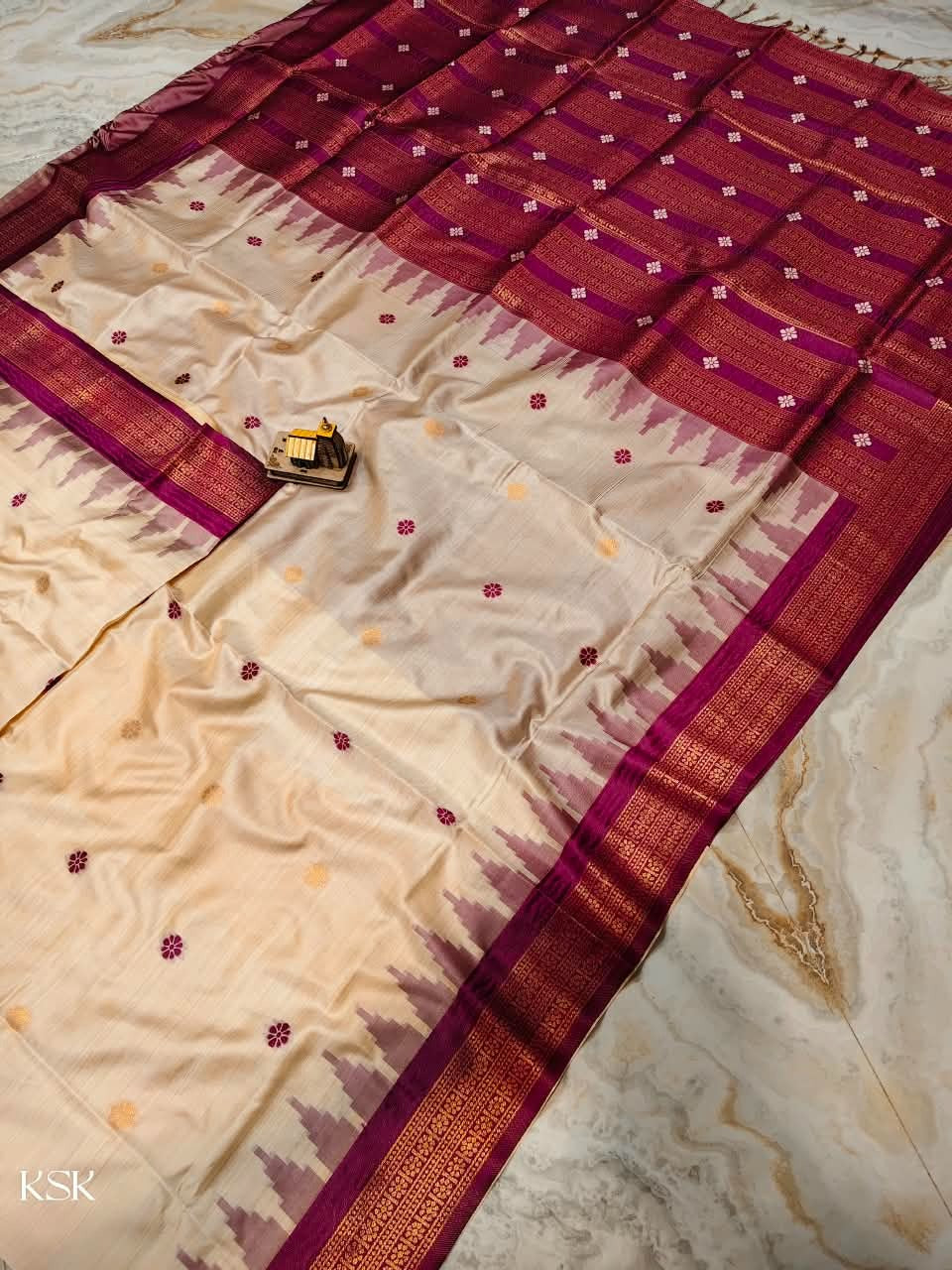 Whispers of Tradition-Ikkat Assam Tussar Silk Saree