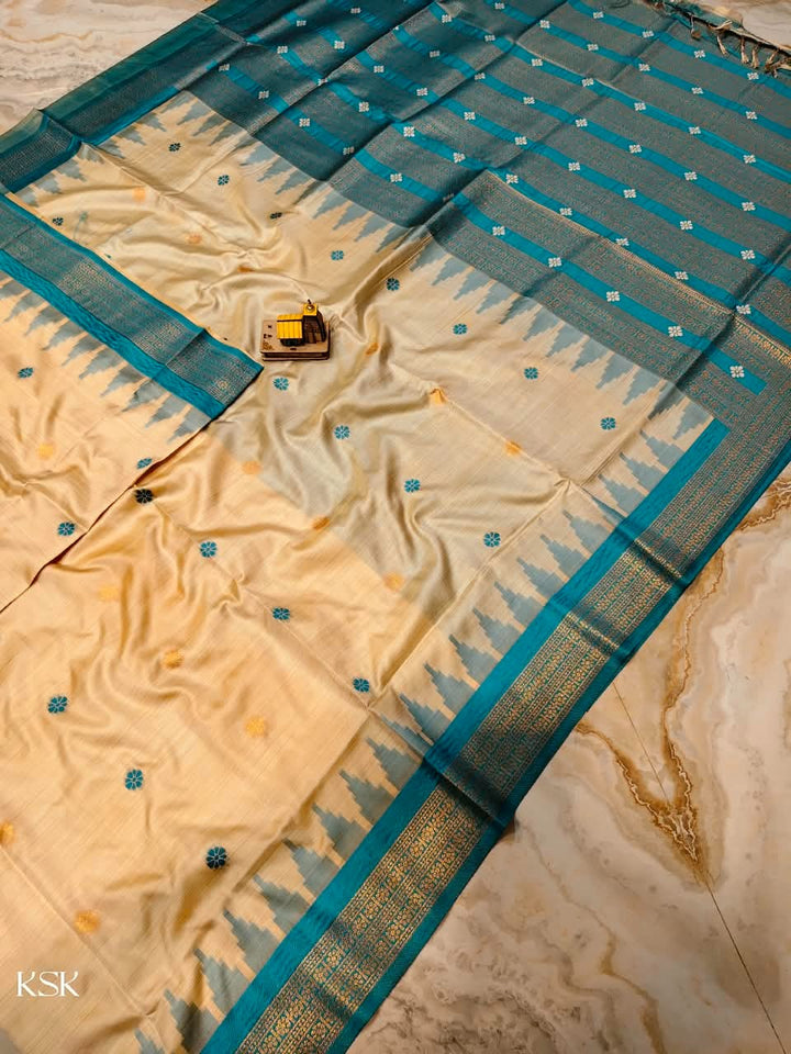 Whispers of Tradition-Ikkat Assam Tussar Silk Saree