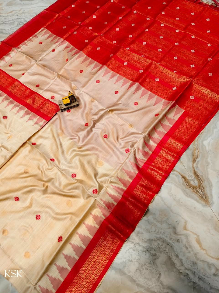 Whispers of Tradition-Ikkat Assam Tussar Silk Saree