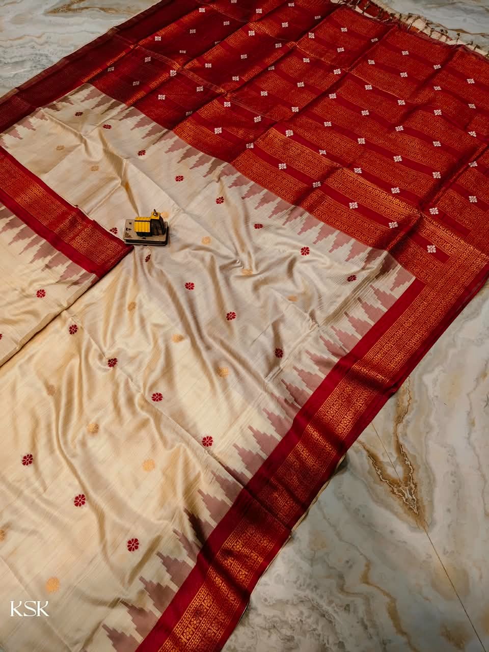 Whispers of Tradition-Ikkat Assam Tussar Silk Saree