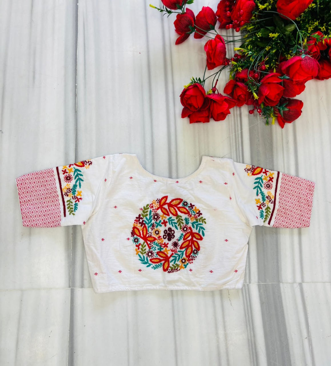 Aarohi Floral Glam Cotton  Blouse