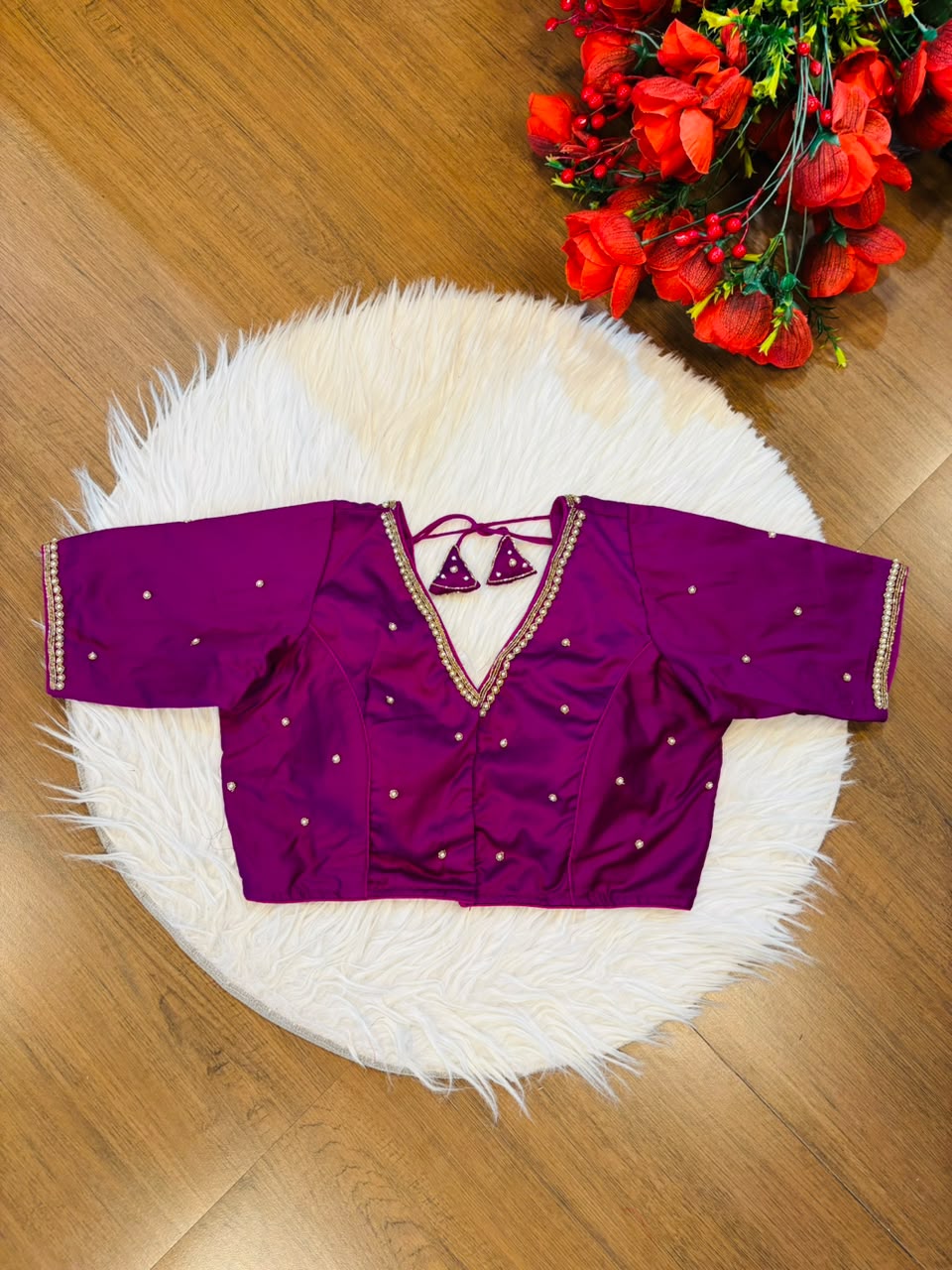 Heart Stealer Designer Blouse With Pearl beads