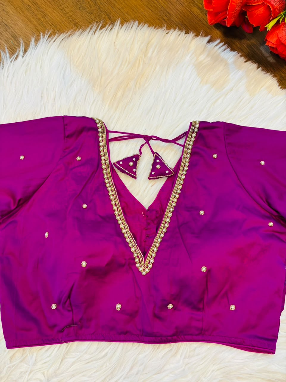 Heart Stealer Designer Blouse With Pearl beads