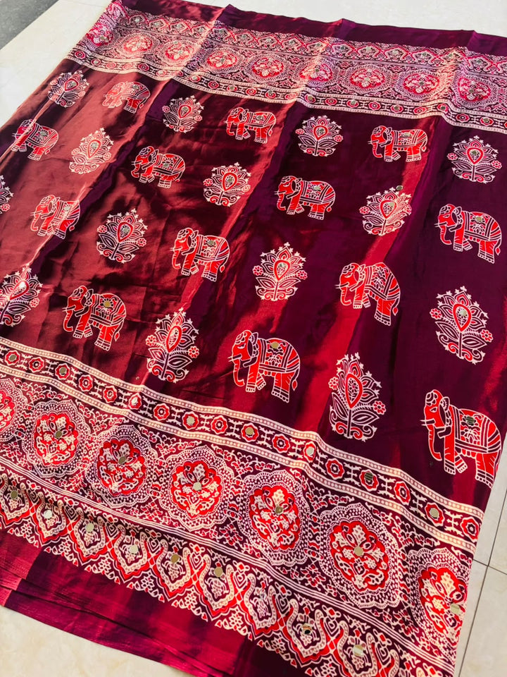 Pretty Obsession Modal Silk Saree With Mirror Work