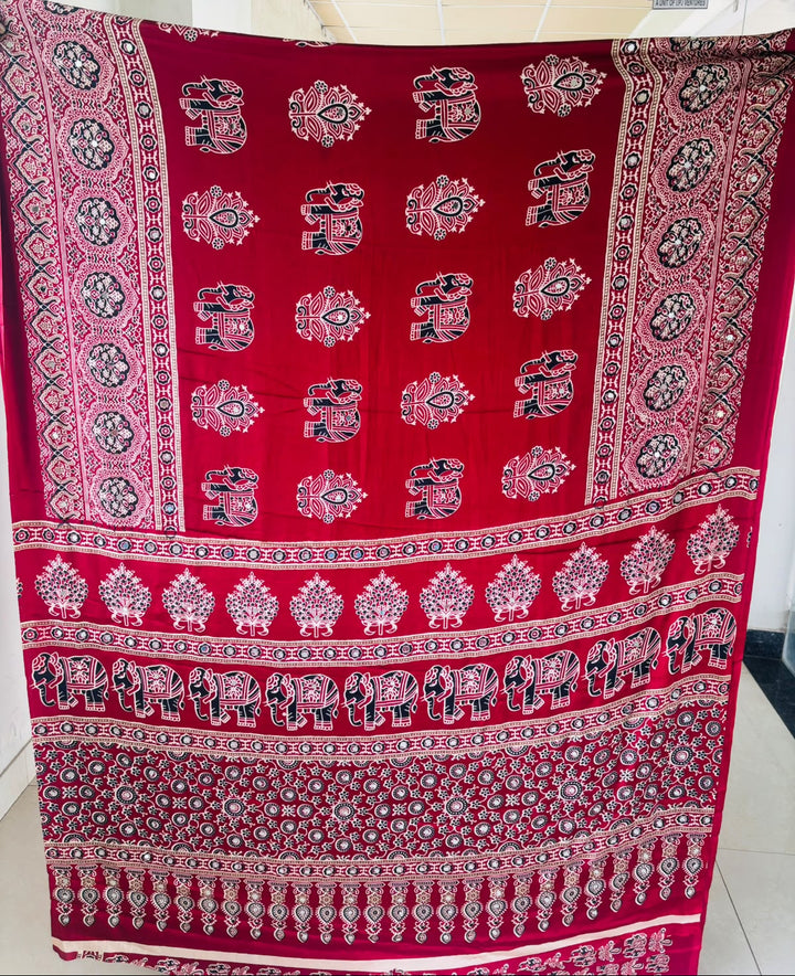 Pretty Obsession Modal Silk Saree With Mirror Work