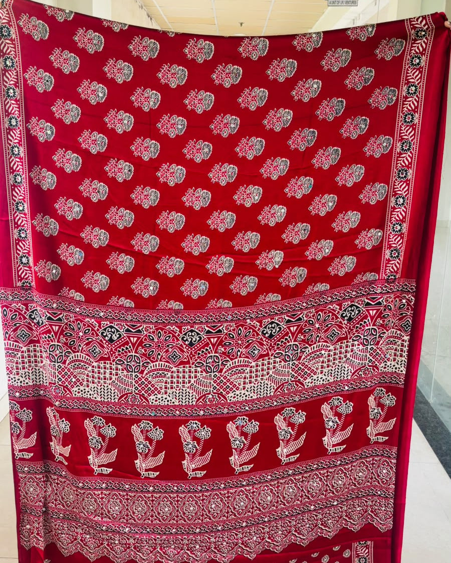 Pretty Obsession Modal Silk Saree With Mirror Work