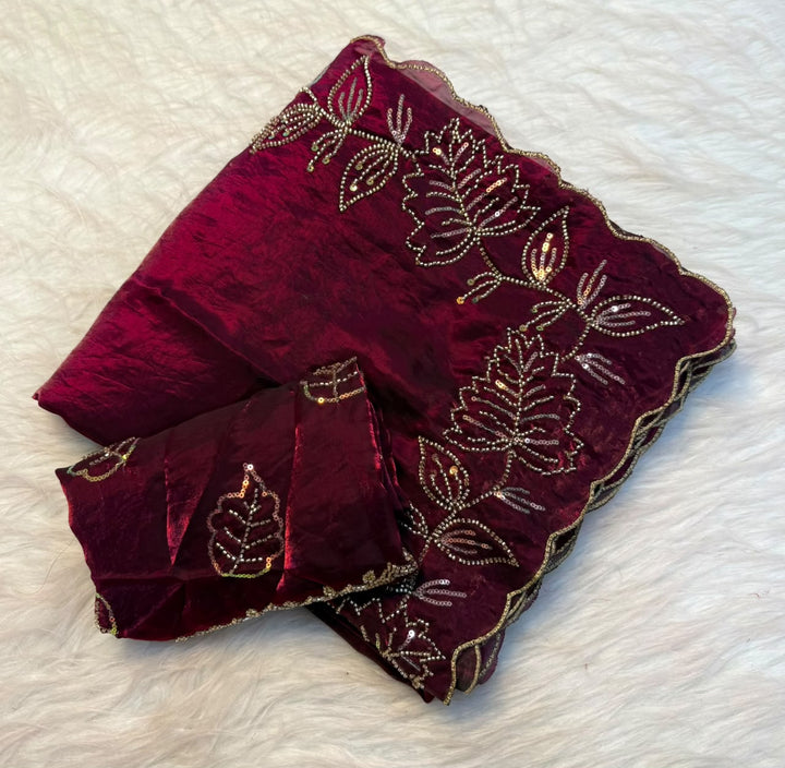 Slay in Sparkle Fandy Silk Saree with Cutdana Work