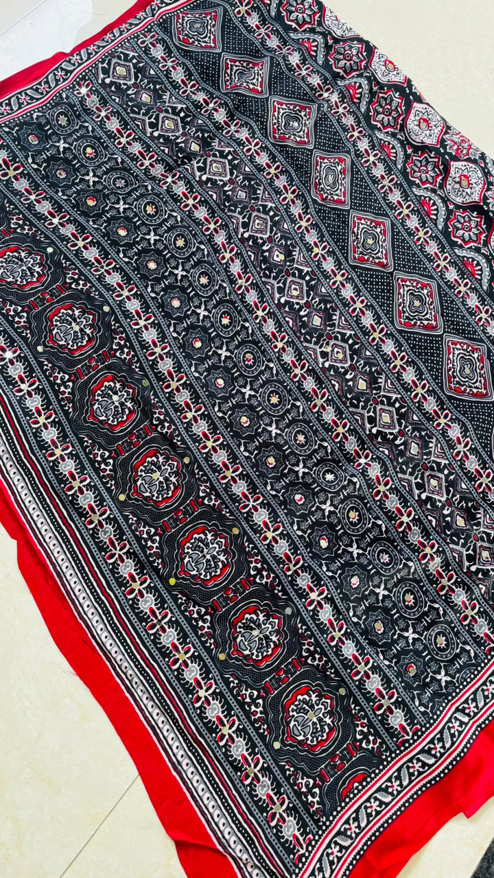 Pretty Obsession Modal Silk Saree With Mirror Work