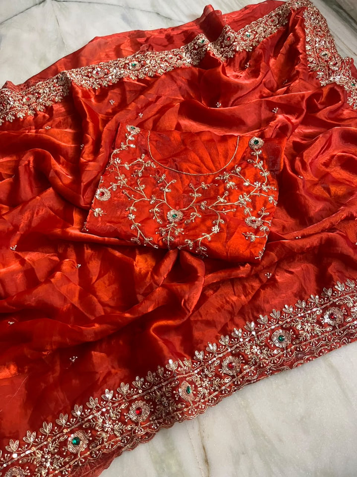 Midnight Royalty Fandy Silk Saree with Cutdana Work