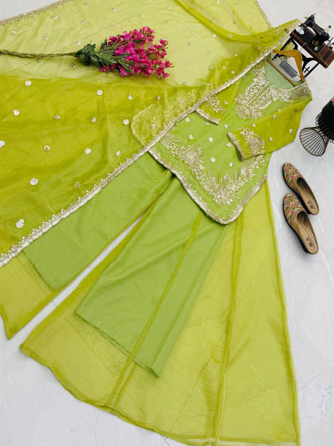 Palace of Dreams Chanderi Silk Embroidered Kurti Set