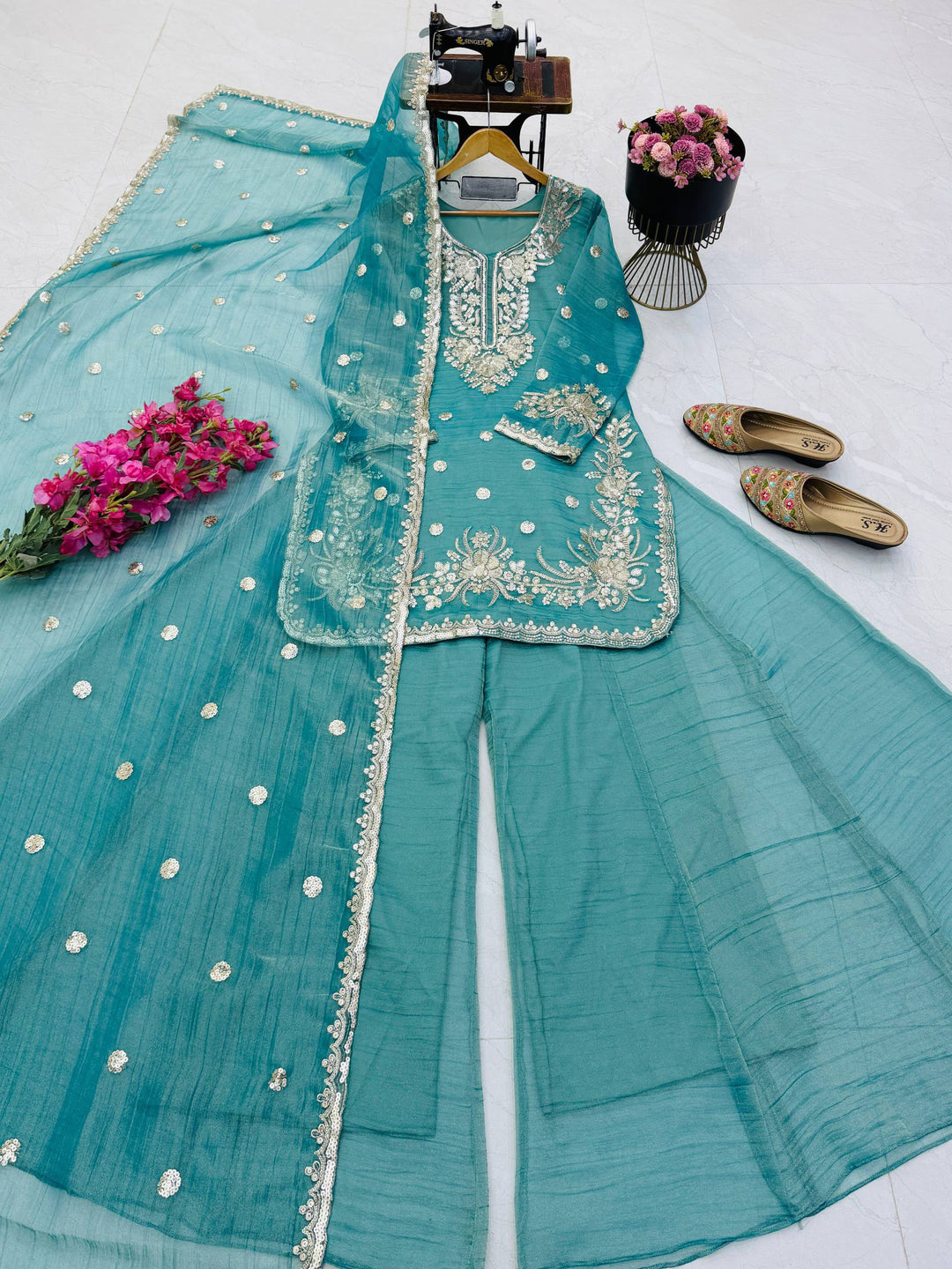Palace of Dreams Chanderi Silk Embroidered Kurti Set