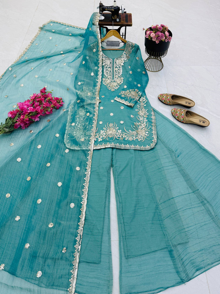 Palace of Dreams Chanderi Silk Embroidered Kurti Set