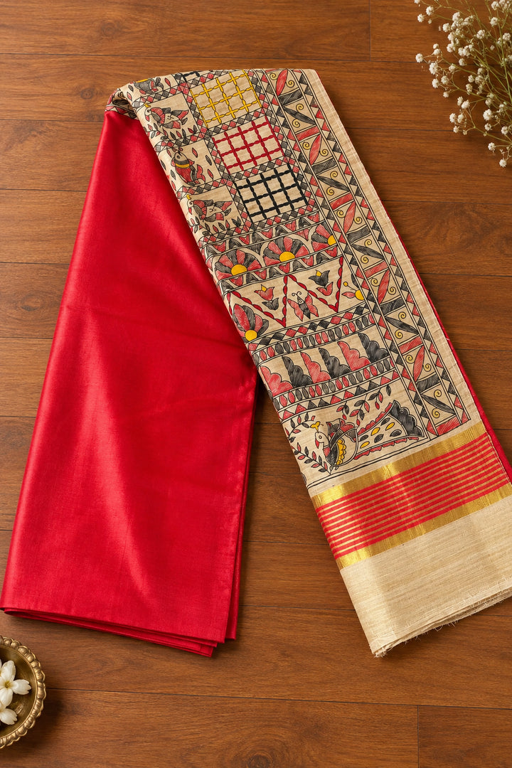 Mithila Artistry Ghicha Tussar Silk Saree