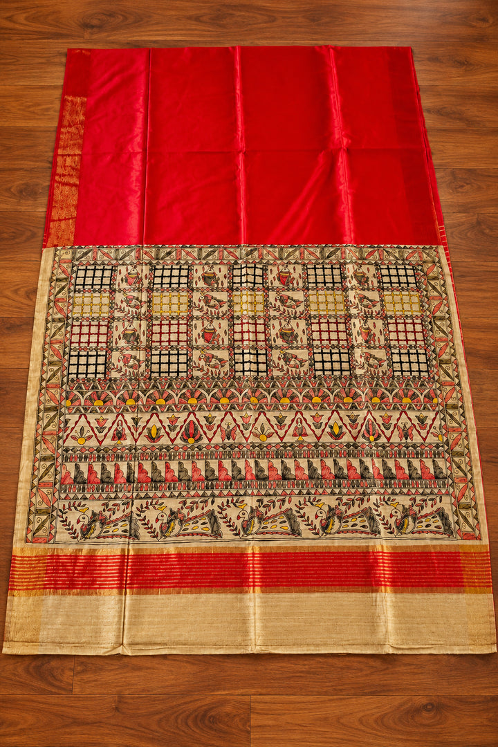 Mithila Artistry Ghicha Tussar Silk Saree