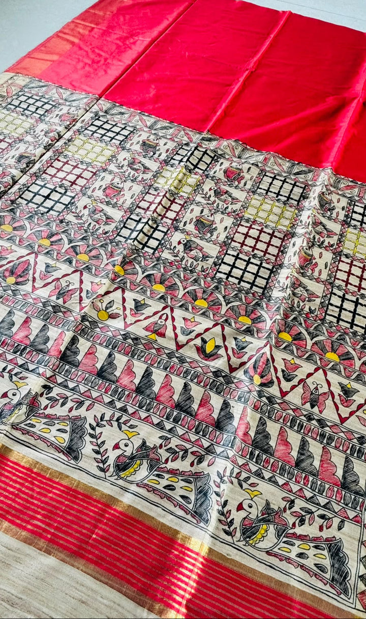 Mithila Artistry Ghicha Tussar Silk Saree