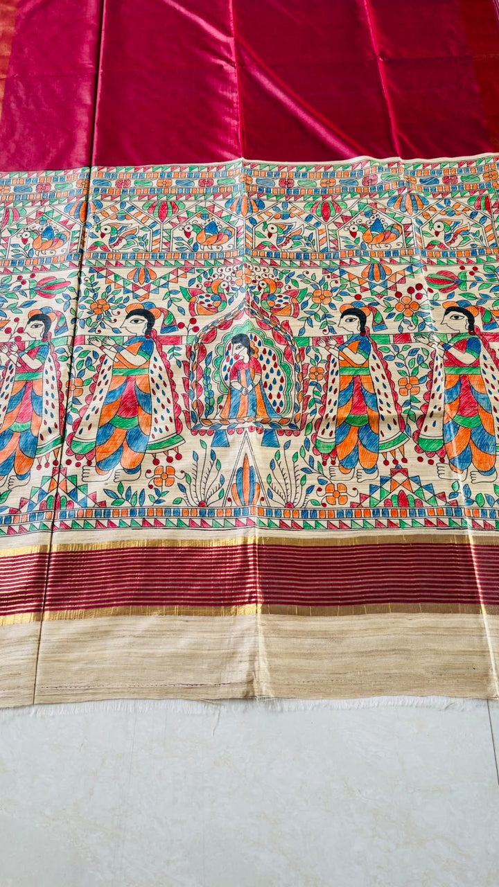 Mithila Artistry Ghicha Tussar Silk Saree