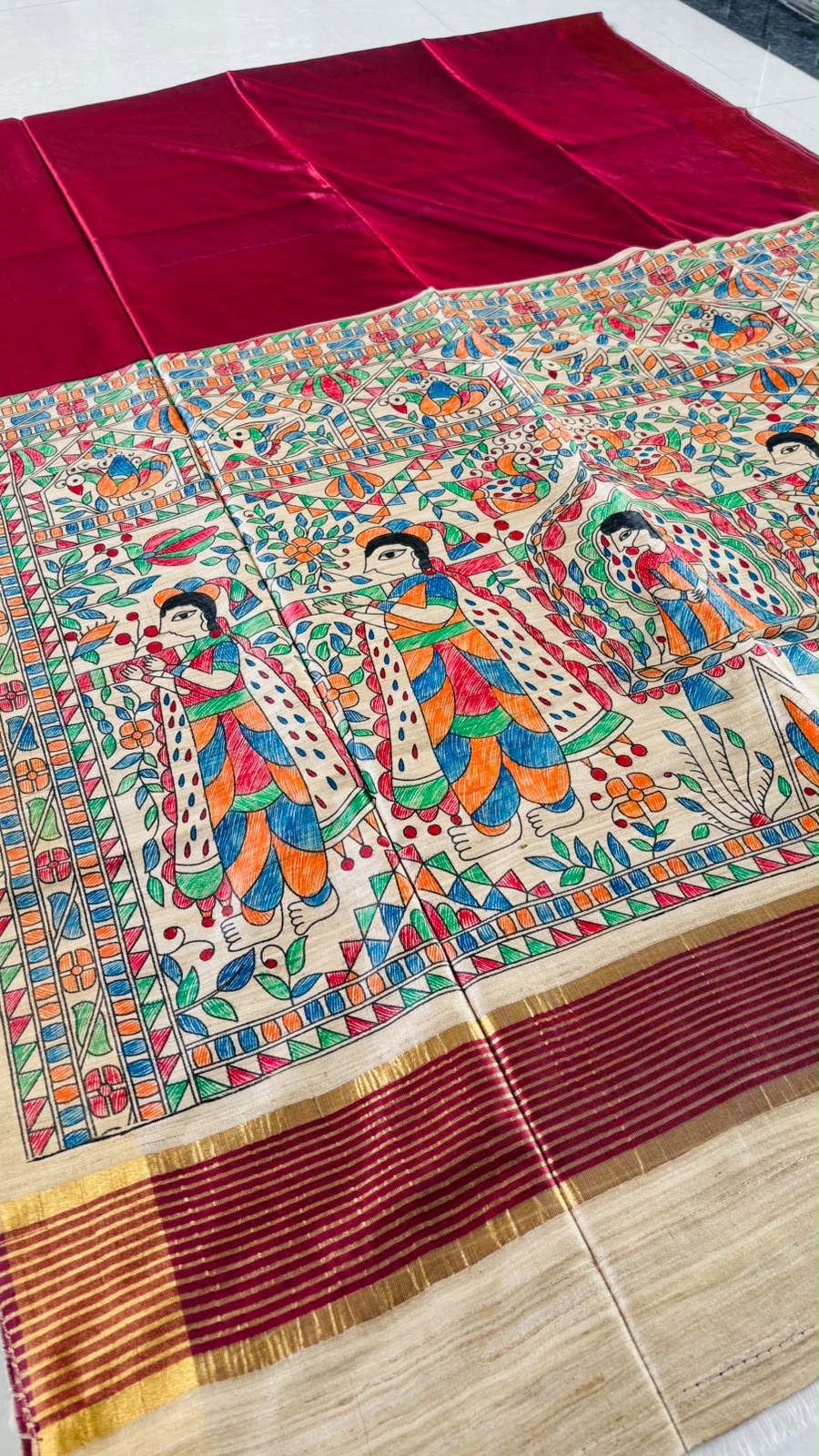 Mithila Artistry Ghicha Tussar Silk Saree