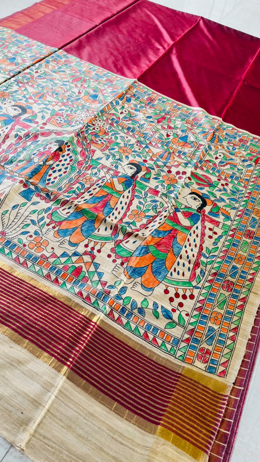 Mithila Artistry Ghicha Tussar Silk Saree