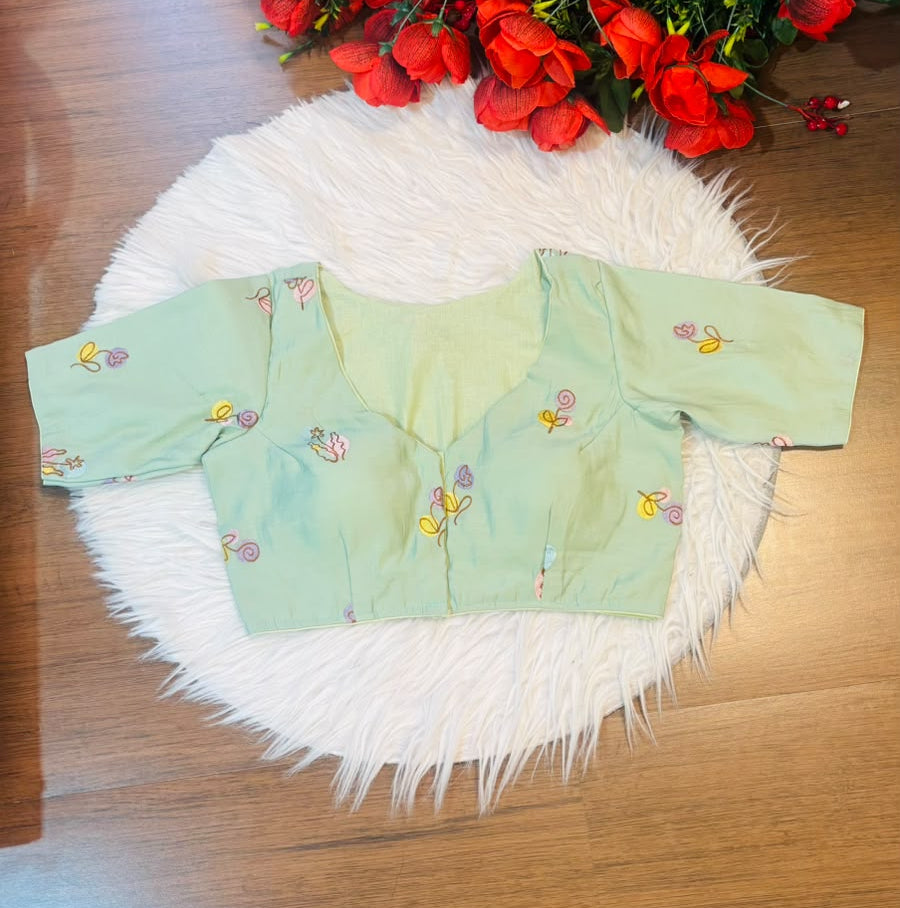 Behind Every Smile Chanderi Silk Embroidered Blouse