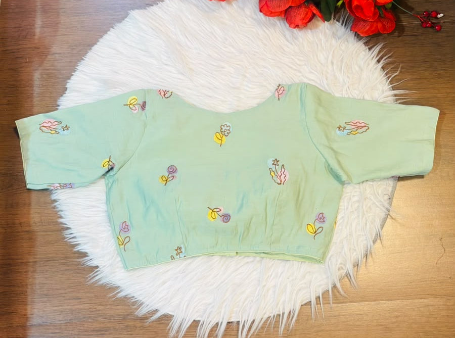 Behind Every Smile Chanderi Silk Embroidered Blouse