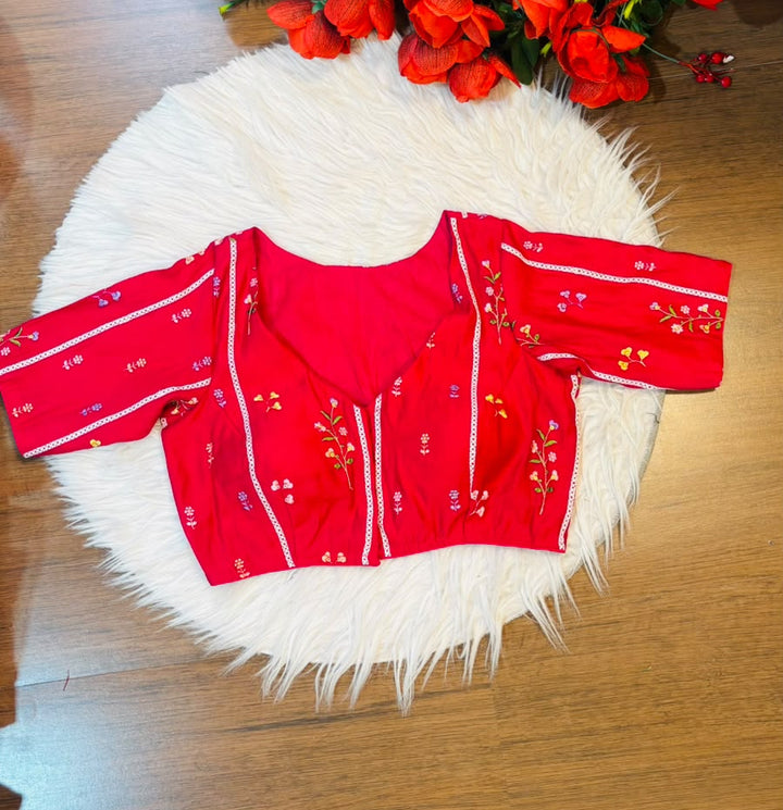 Eden Blossom Chanderi Silk Embroidered Blouse