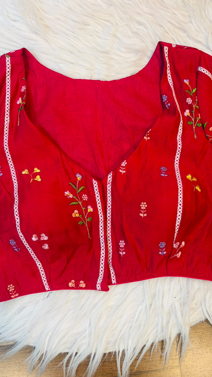 Eden Blossom Chanderi Silk Embroidered Blouse