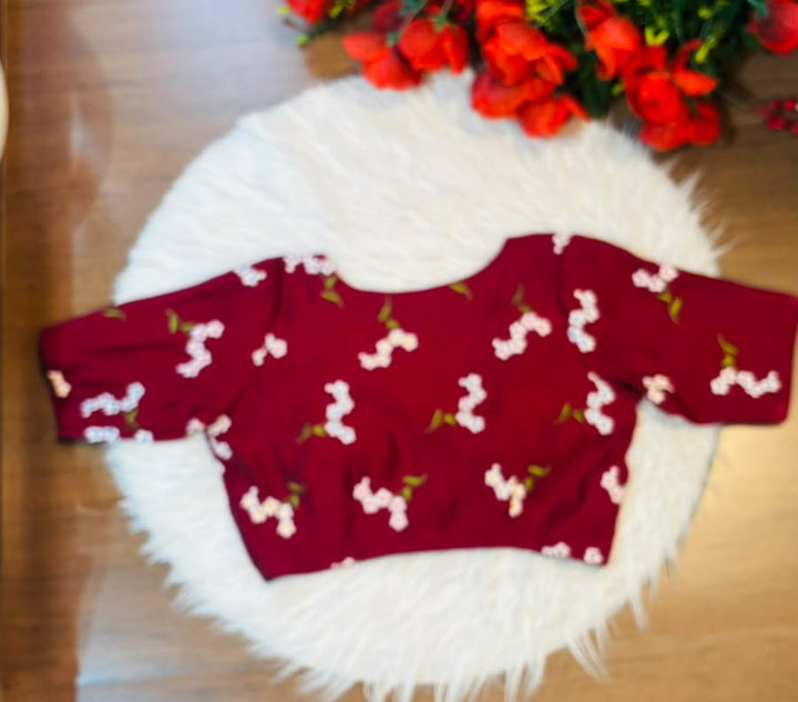 Blossom  Comes Alive Chanderi Silk Embroidered Blouse