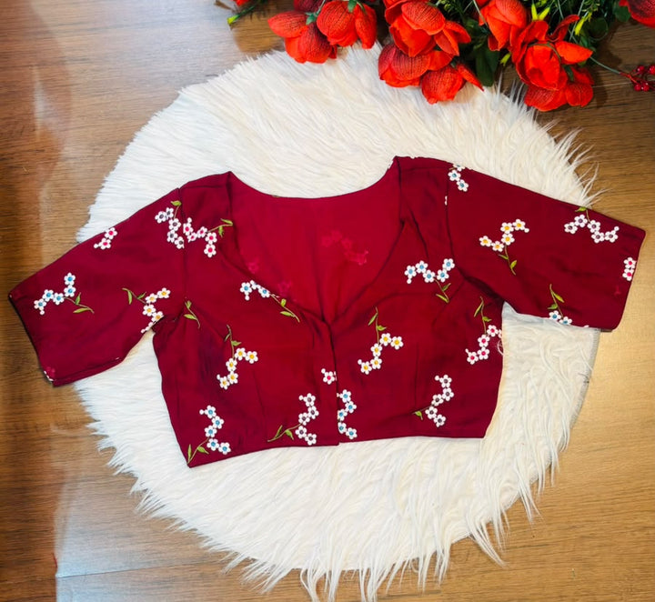 Blossom  Comes Alive Chanderi Silk Embroidered Blouse