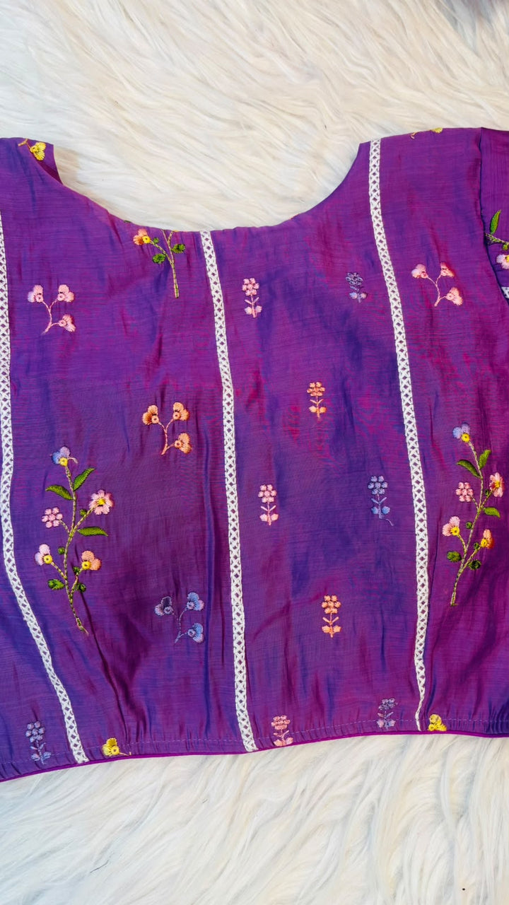 Eden Blossom Chanderi Silk Embroidered Blouse