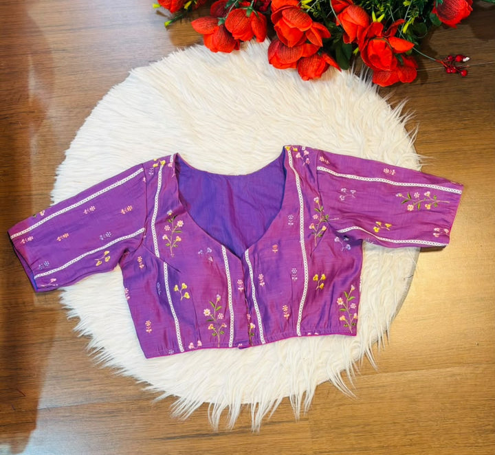 Eden Blossom Chanderi Silk Embroidered Blouse