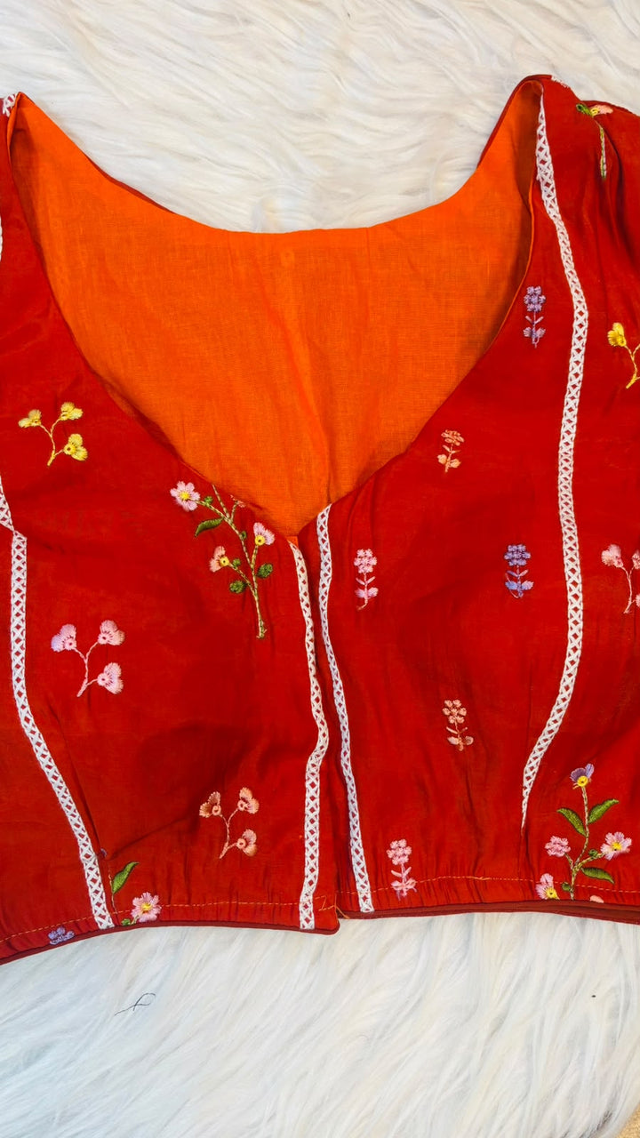 Eden Blossom Chanderi Silk Embroidered Blouse