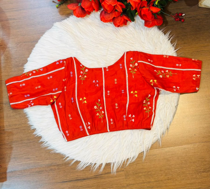 Eden Blossom Chanderi Silk Embroidered Blouse
