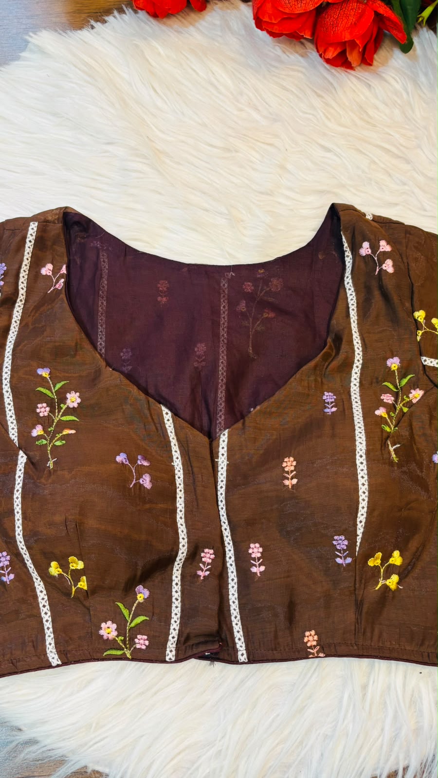 Eden Blossom Chanderi Silk Embroidered Blouse