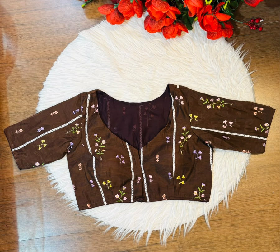 Eden Blossom Chanderi Silk Embroidered Blouse