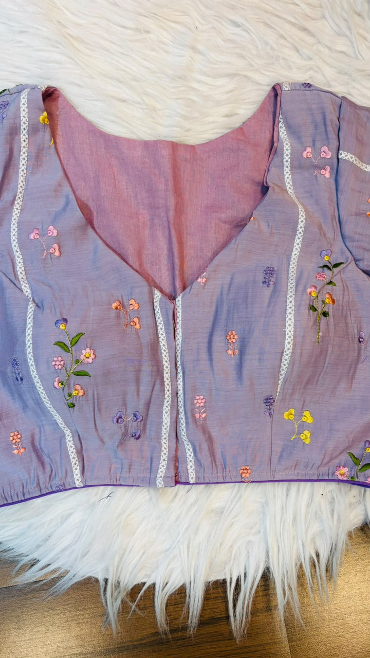 Eden Blossom Chanderi Silk Embroidered Blouse