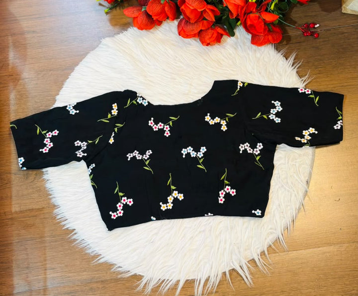 Blossom  Comes Alive Chanderi Silk Embroidered Blouse