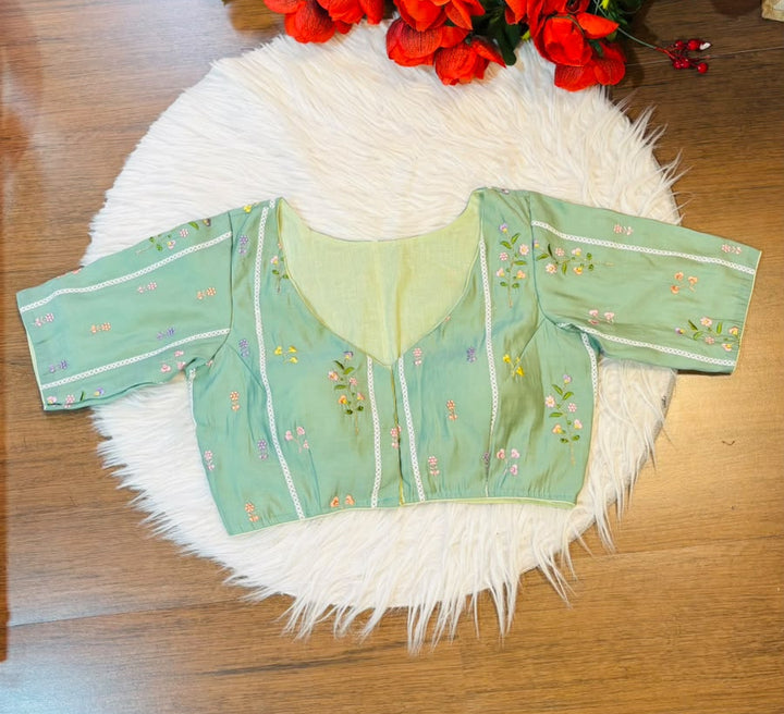 Eden Blossom Chanderi Silk Embroidered Blouse
