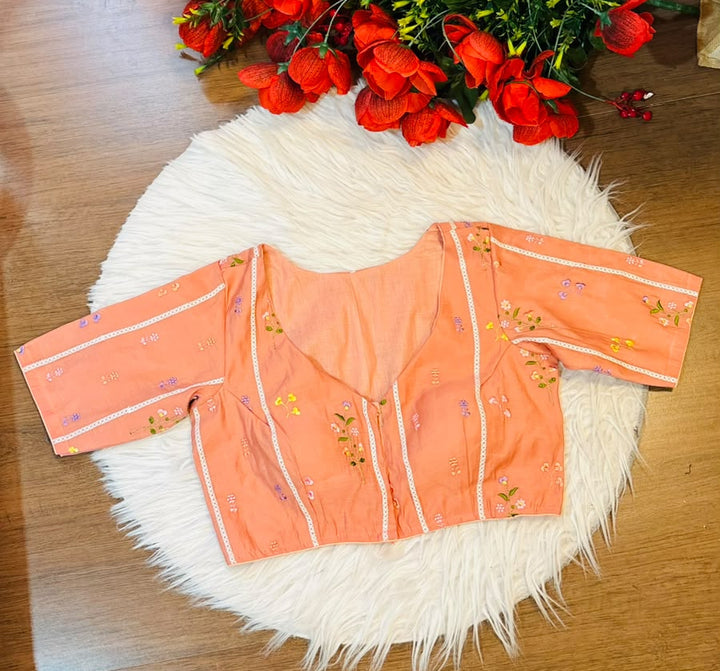 Eden Blossom Chanderi Silk Embroidered Blouse