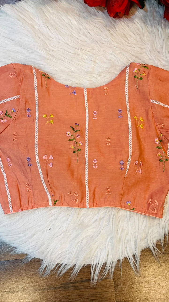 Eden Blossom Chanderi Silk Embroidered Blouse