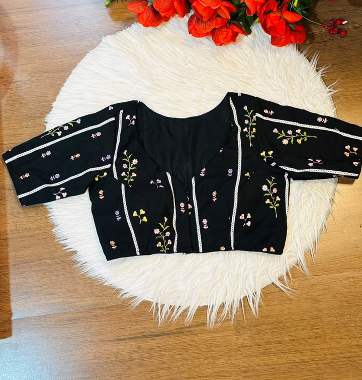 Eden Blossom Chanderi Silk Embroidered Blouse